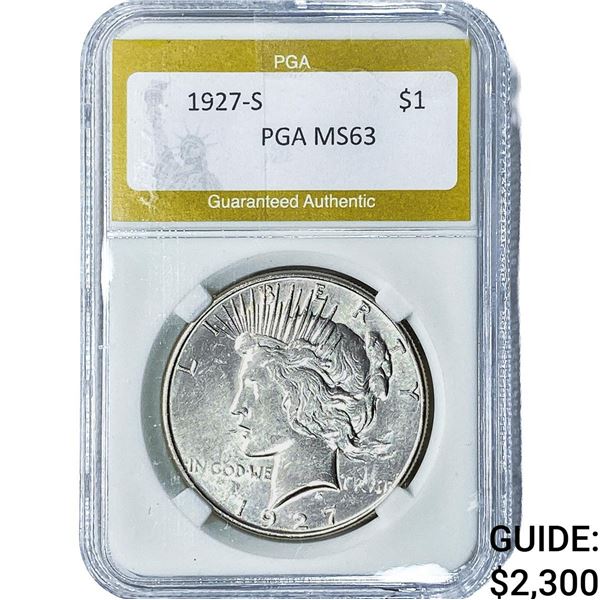 1927-S Silver Peace Dollar PGA MS63