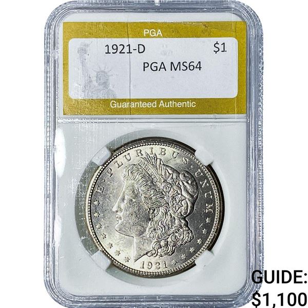 1921-D Morgan Silver Dollar PGA MS64