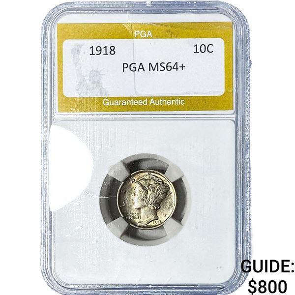 1918 Mercury Silver Dime PGA MS64+