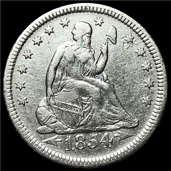 1854 Arrows Seated Liberty Silver Quarter  CLOSELY UNCIRCULATED