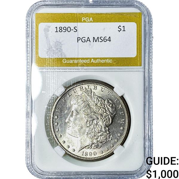 1890-S Morgan Silver Dollar PGA MS64