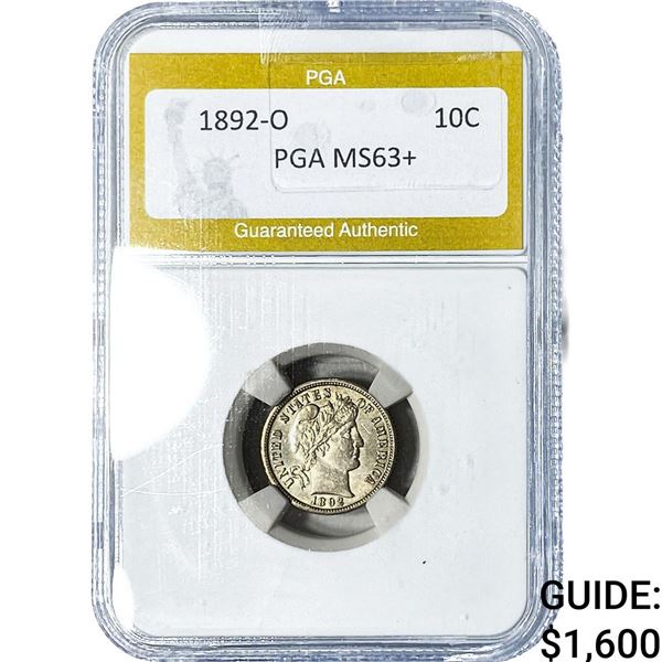 1892-O Barber Dime PGA MS63+