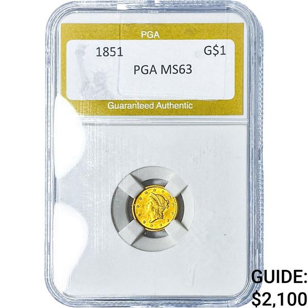 1851 Rare Gold Dollar PGA MS63