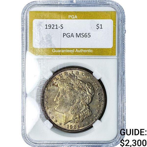 1921-S Morgan Silver Dollar PGA MS65