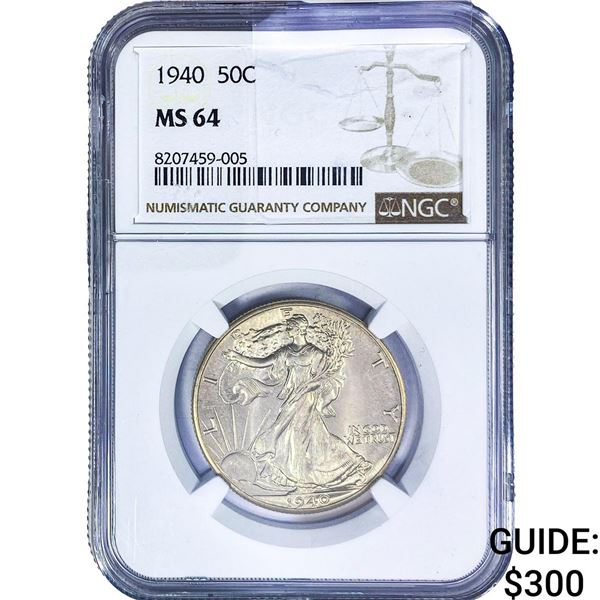 1940 Walking Liberty Half Dollar NGC MS64