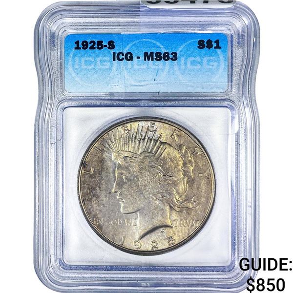 1925-S Silver Peace Dollar ICG MS63