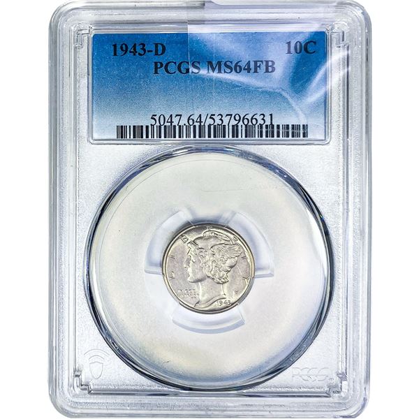 1943-D Mercury Silver Dime PCGS MS64 FB