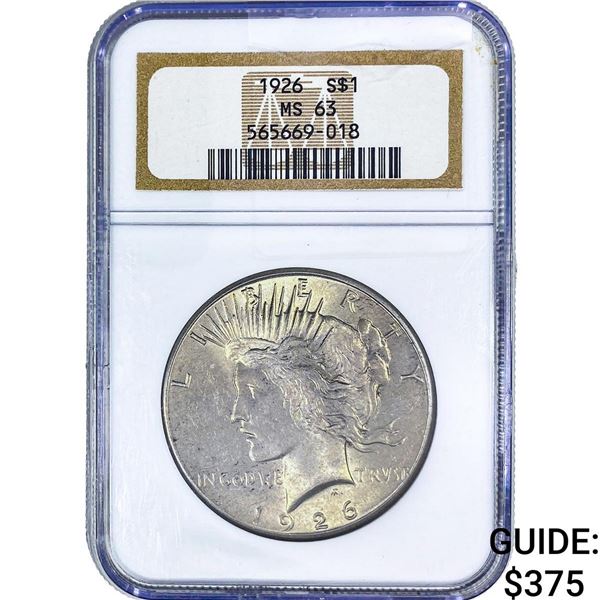 1926 Silver Peace Dollar NGC MS63
