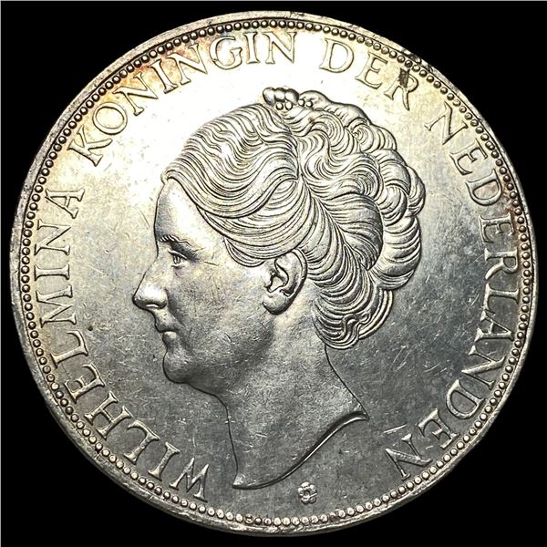 1933 Netherlands Silver 2 1/2 Gulden  UNCIRCULATED