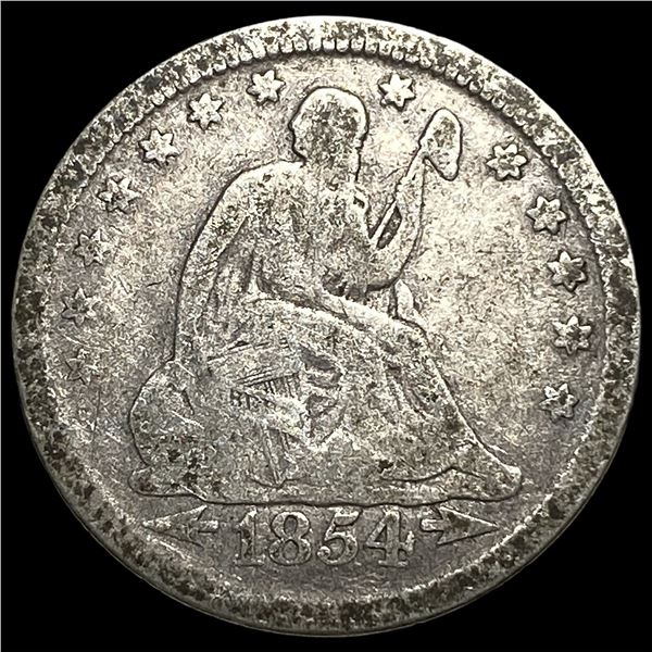 1854 Arrows Seated Liberty Quarter NICELY  CIRCULATED