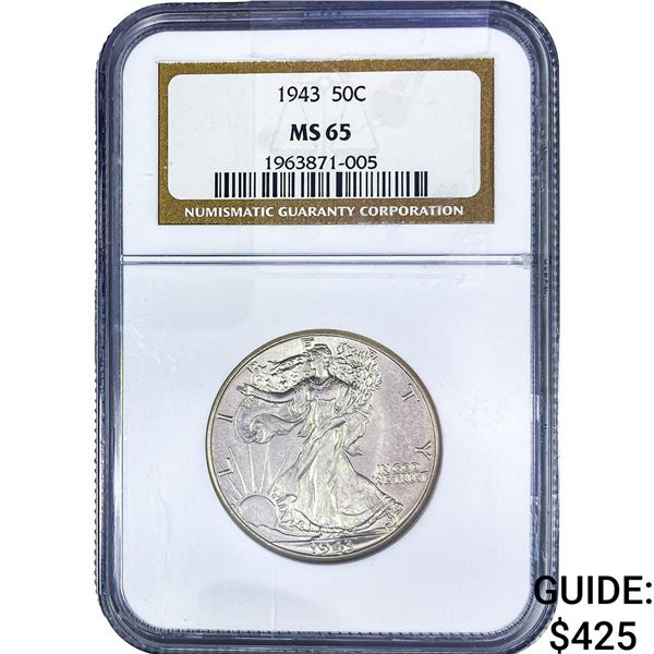 1943 Walking Liberty Half Dollar NGC MS65