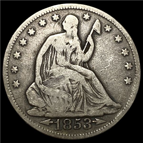 1853 Arrows Seated Liberty Half Dollar  LIGHTLY CIRCULATED