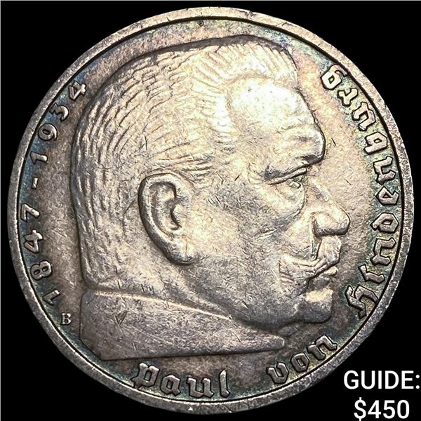 1939-B Germany Silver 5 Reichsmark CHOICE BU