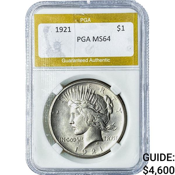1921 Silver Peace Dollar PGA MS64