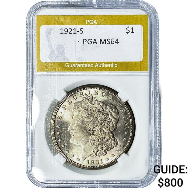 1921-S Morgan Silver Dollar PGA MS64