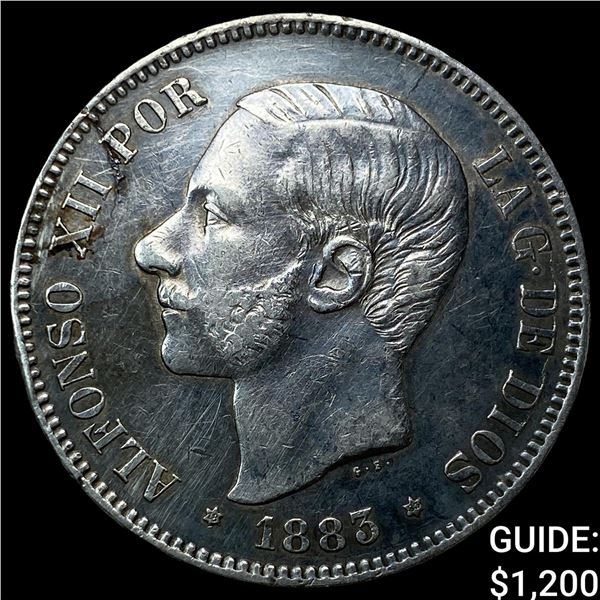 1883MSM Spain Silver 5 Pesetas
