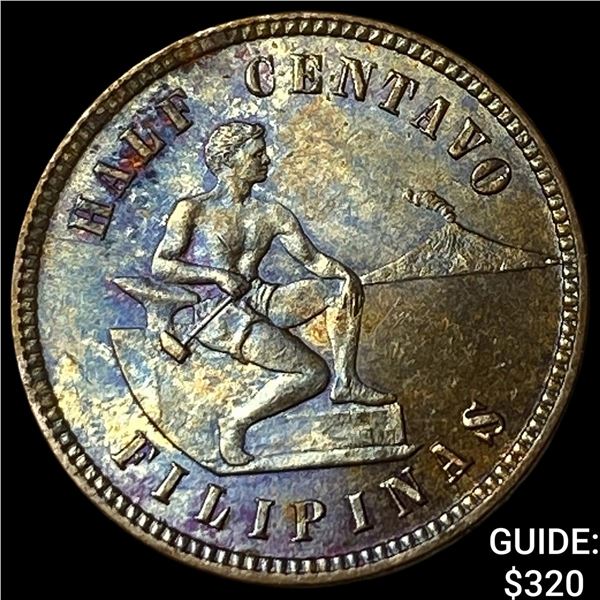 1904 Philippines Bronze 1/2 Centavo