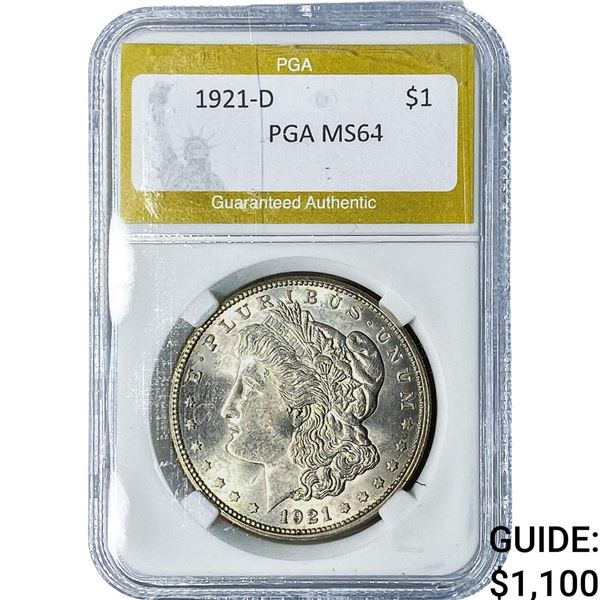 1921-D Morgan Silver Dollar PGA MS64