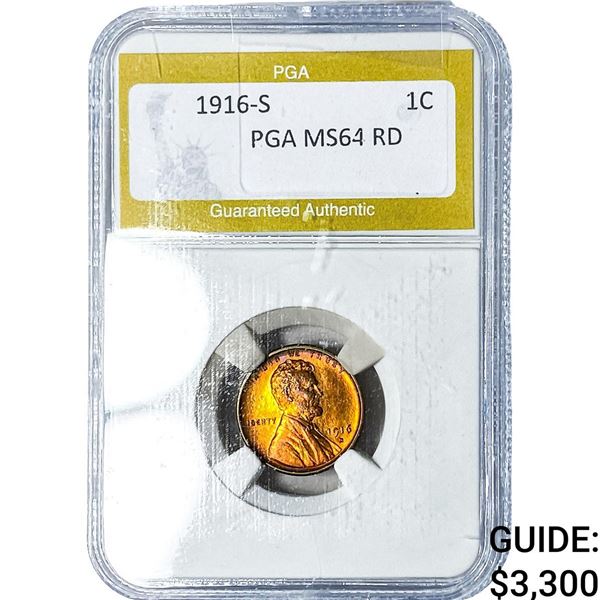 1916-S Wheat Cent PGA MS64RD
