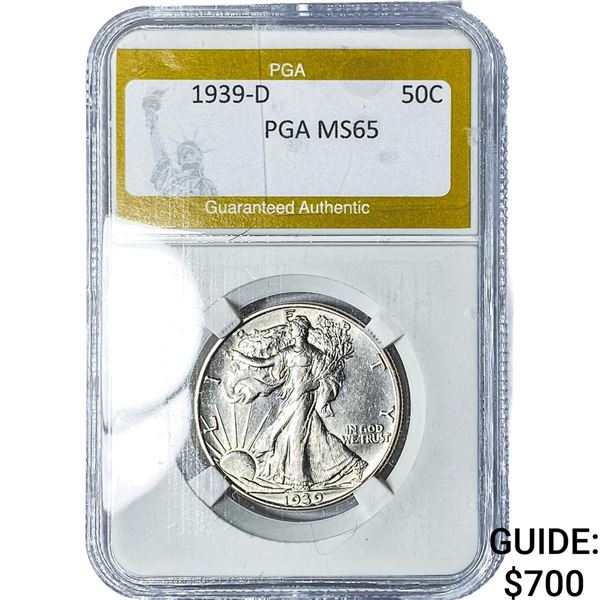 1939-D Walking Liberty Half Dollar PGA MS65