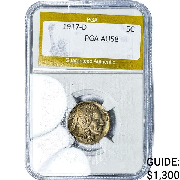 1917-D Buffalo Nickel PGA AU58