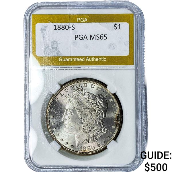 1880-S Morgan Silver Dollar PGA MS65