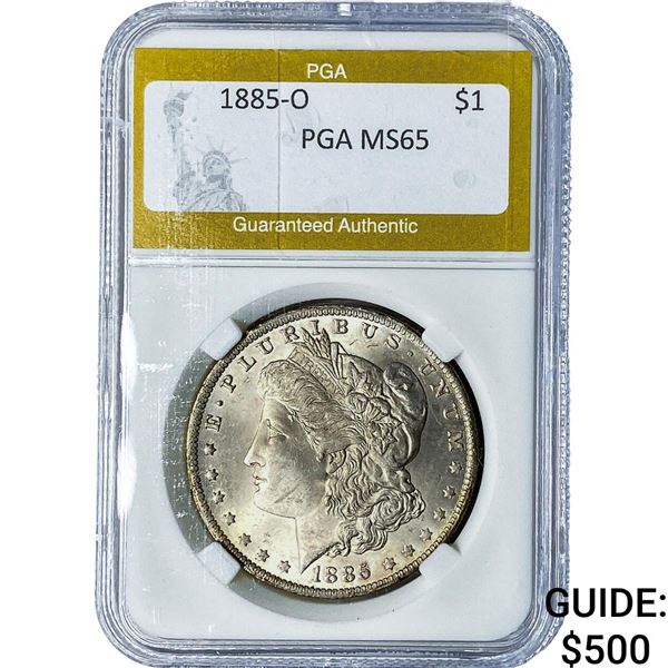 1885-O Morgan Silver Dollar PGA MS65