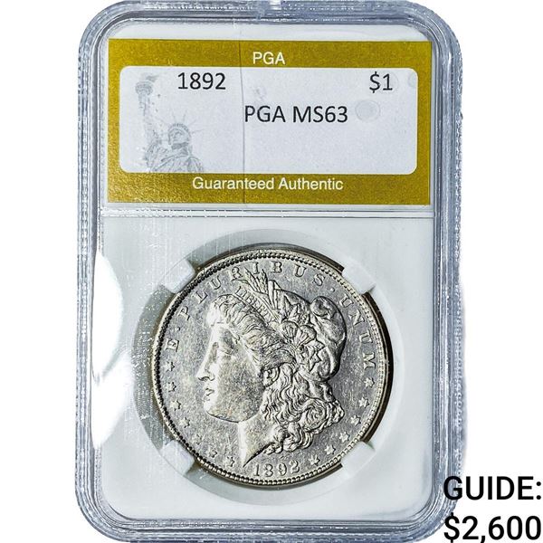 1892 Morgan Silver Dollar PGA MS63