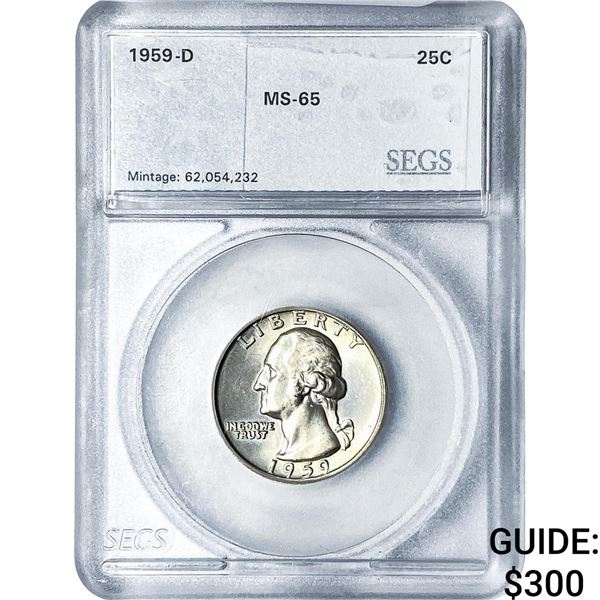 1959-D Washington Silver Quarter SEGS MS65