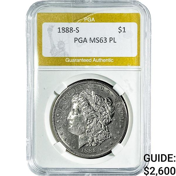 1888-S Morgan Silver Dollar PGA MS63 PL
