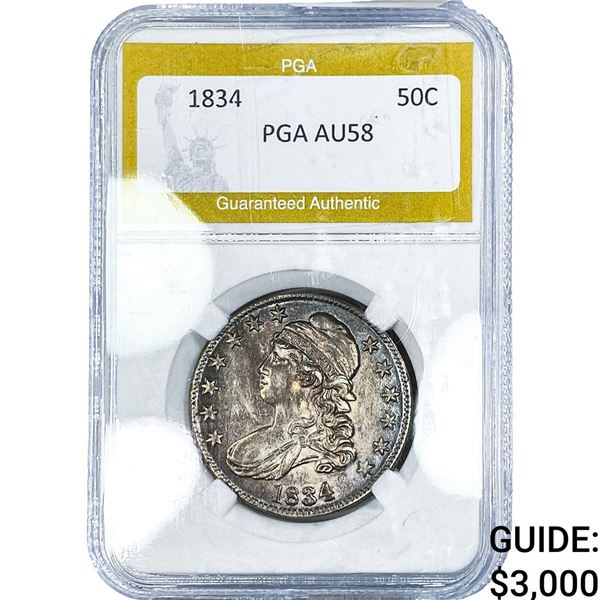 1834 Capped Bust Half Dollar PGA AU58