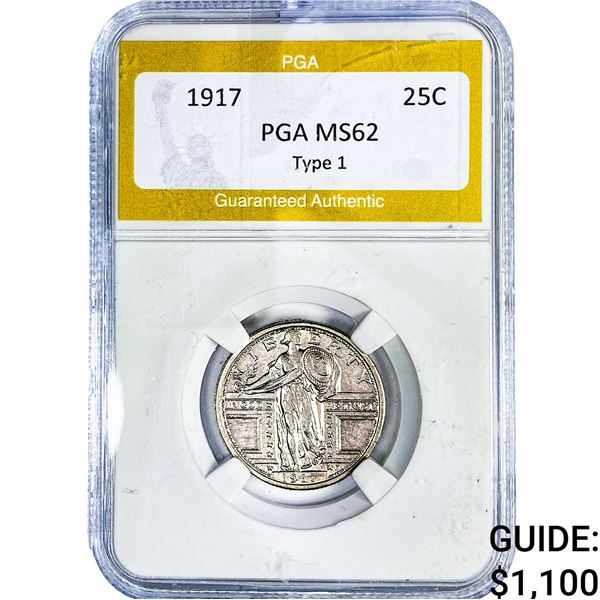 1917 Standing Liberty Quarter PGA MS62 Type 1