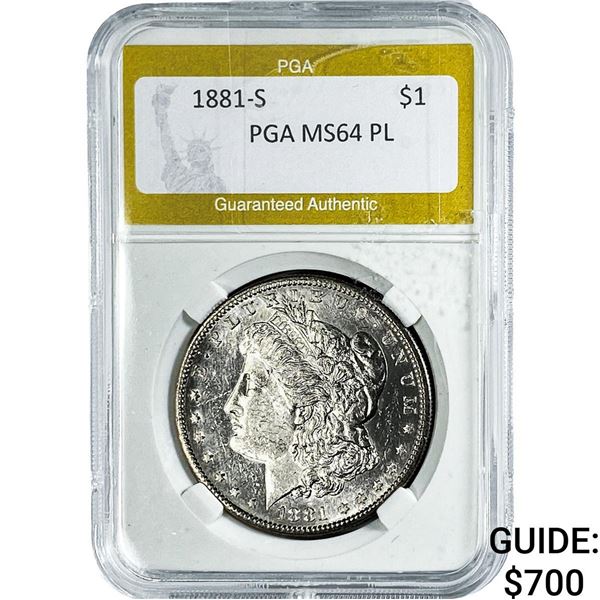 1881-S Morgan Silver Dollar PGA MS64 PL