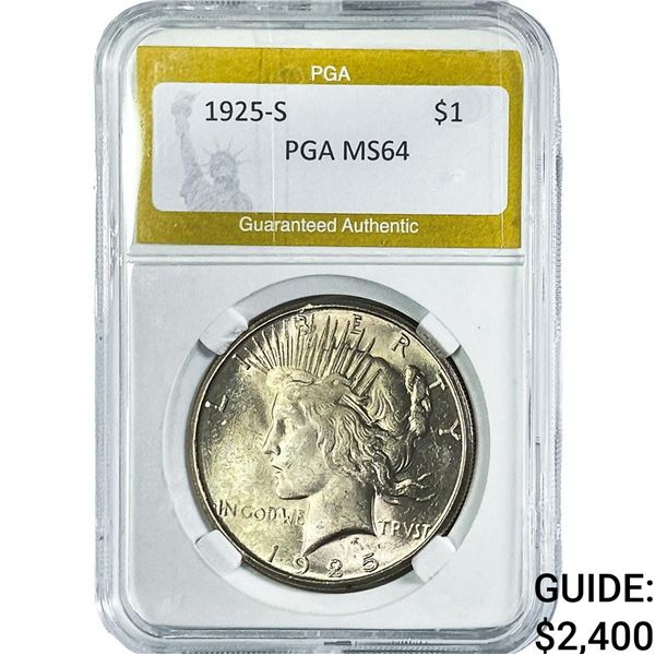 1925-S Silver Peace Dollar PGA MS64