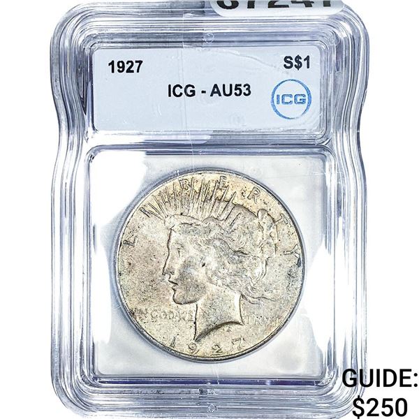 1927 Silver Peace Dollar ICG AU53