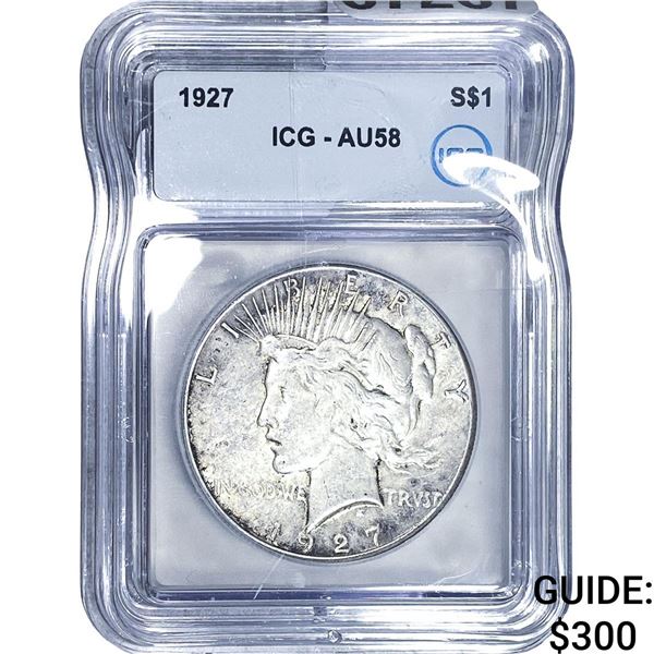 1927 Silver Peace Dollar ICG AU58