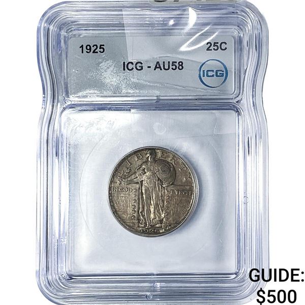 1925 Standing Liberty Quarter ICG AU58