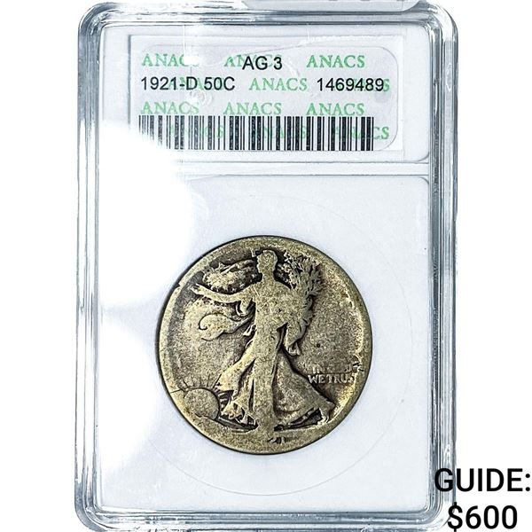 1921-D Walking Liberty Half Dollar ANACS AG3