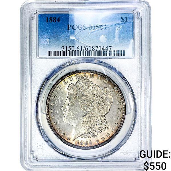 1884 Morgan Silver Dollar PCGS MS61