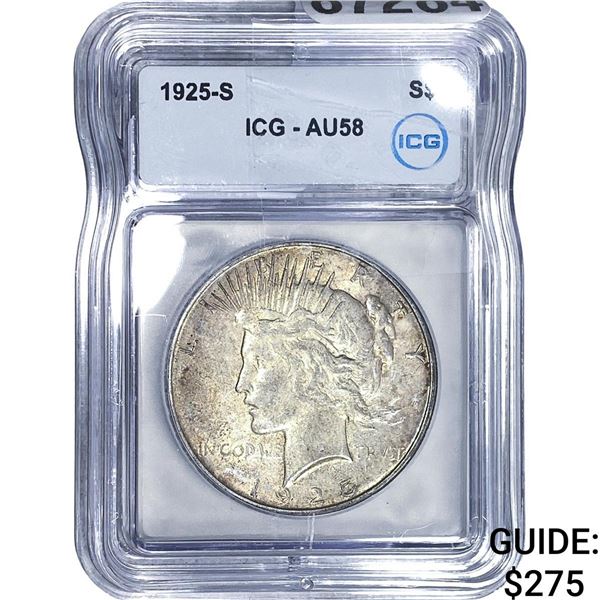 1925-S Silver Peace Dollar ICG AU58