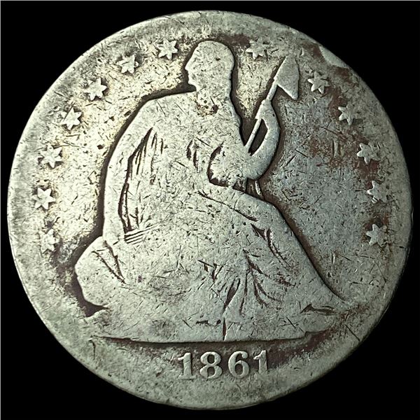 1861 Silver Half Dollar (Seated Liberty)  NEARLY UNCIRCULATED