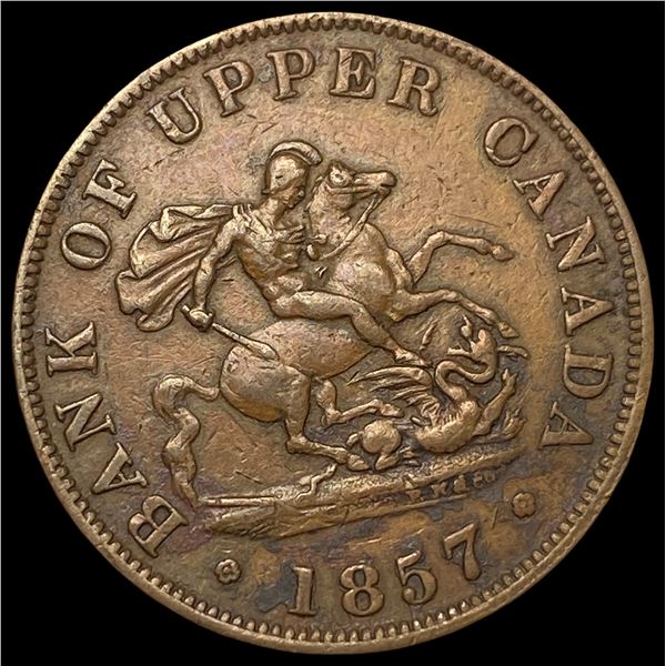 1857 Bank of Upper Canada Half Penny Token  UNCIRCULATED