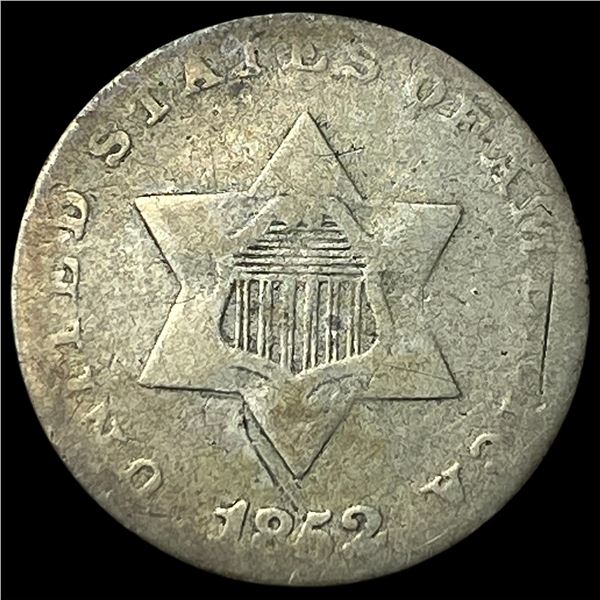 1852 Silver Three-Cent Piece LIGHTLY  CIRCULATED