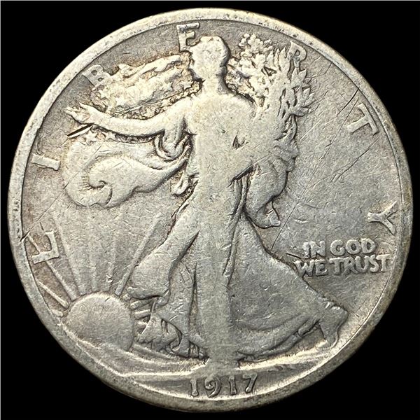 1917-D Reverse Silver Walking Liberty Half Dollar LIGHTLY CIRCULATED