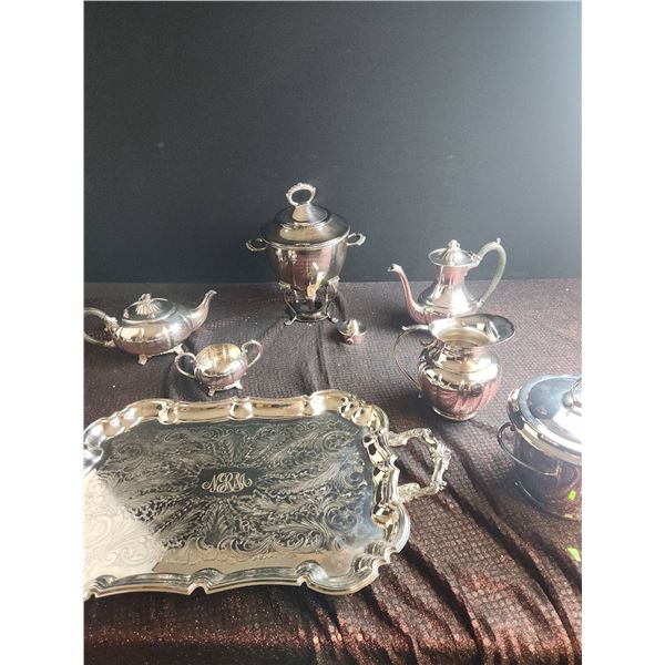 Silver-Plated 7-Piece Tea and Coffee Service Set with Tray