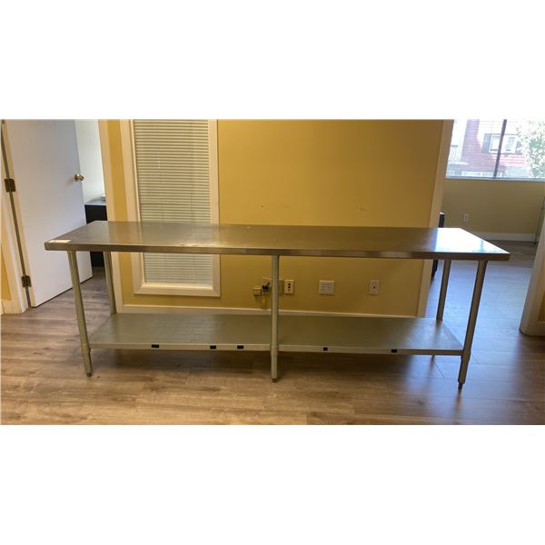 OMEGA STAINLESS STEEL COMMERCIAL PREPARATION TABLE APPROX 96"L X 24"D X 34"H