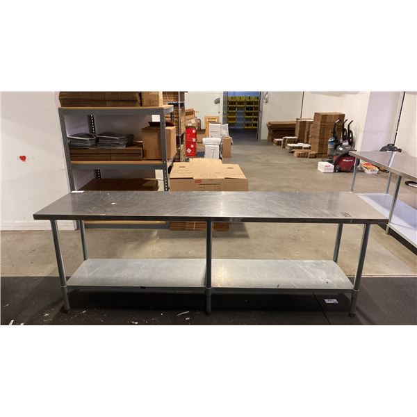 OMEGA STAINLESS STEEL COMMERCIAL PREPARATION TABLE APPROX 96"L X 24"D X 34"H