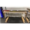 Image 1 : ULINE STAINLESS STEEL COMMERCIAL PREPARATION TABLE ON WOODEN BLOCKS APPROX 60"L X 30"D X 40"H