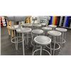 Image 2 : GROUP OF ASSORTED HEIGHT GREY METAL PADDED STOOLS APPROX 11, 6 WITH BACK RESTS