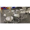 Image 4 : GROUP OF ASSORTED HEIGHT GREY METAL PADDED STOOLS APPROX 11, 6 WITH BACK RESTS